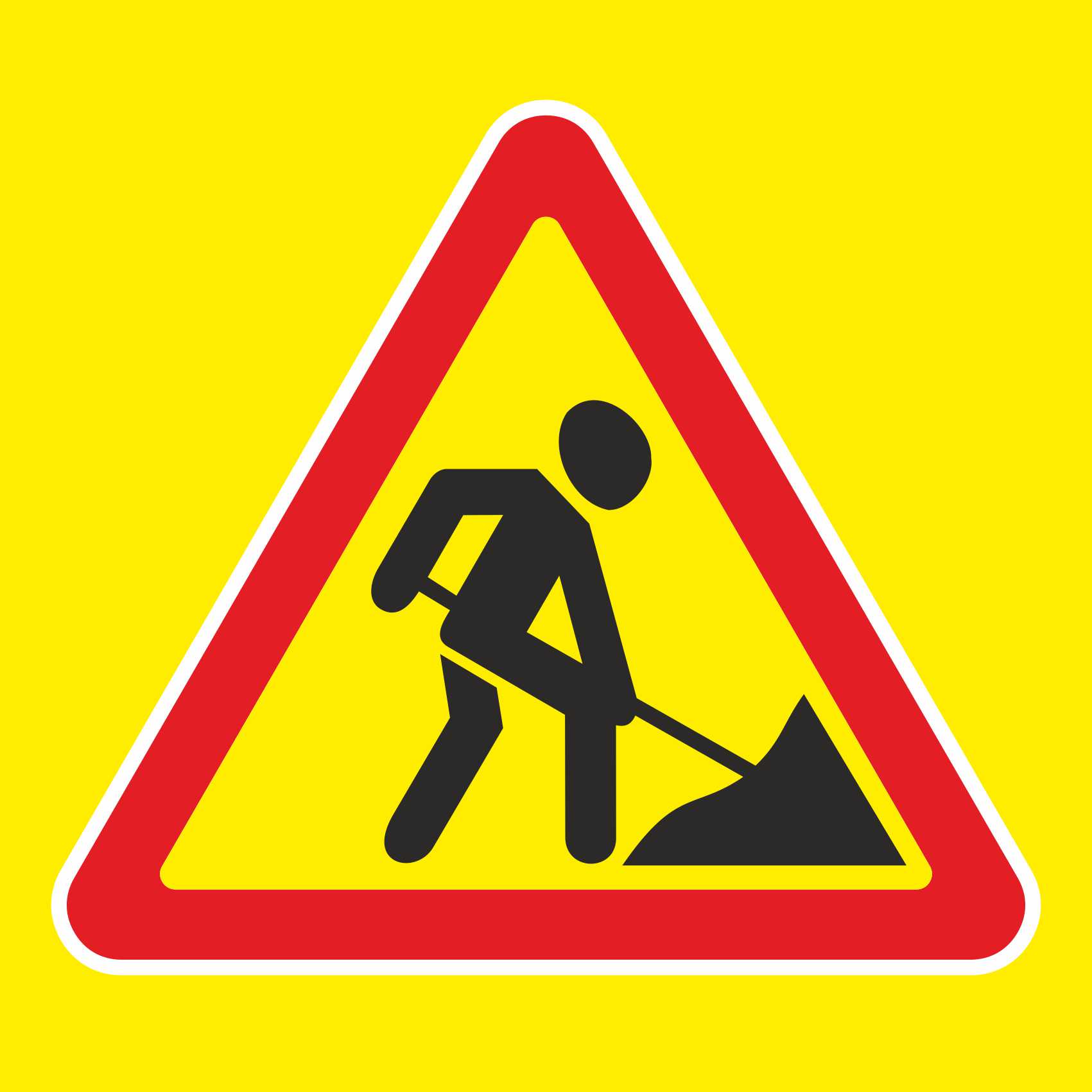 Импульсный знак 1.25 Дорожные работы (на желтом фоне)