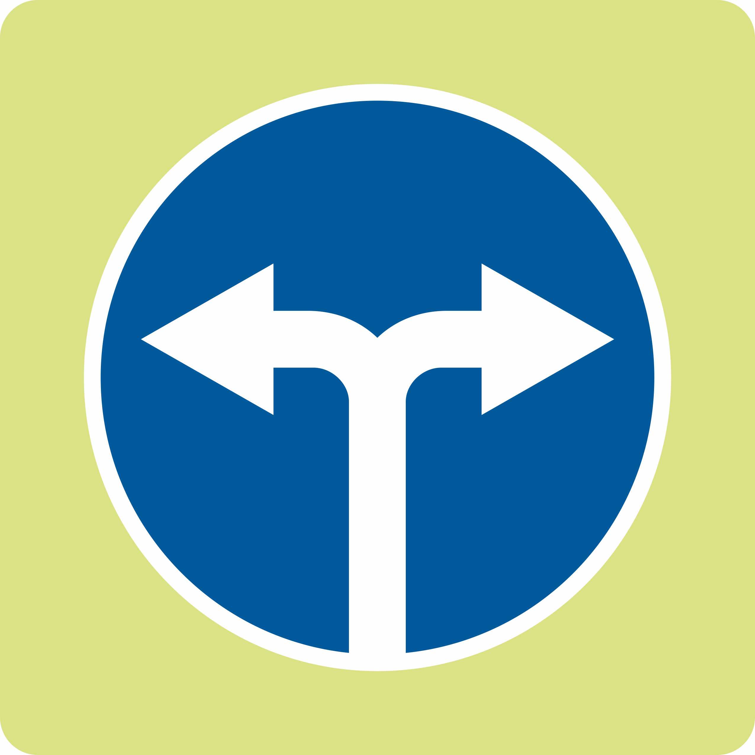 Дорожный знак с флуоресцентной окантовкой 4.1.6 Движение направо или налево (В,900x900 мм,II)