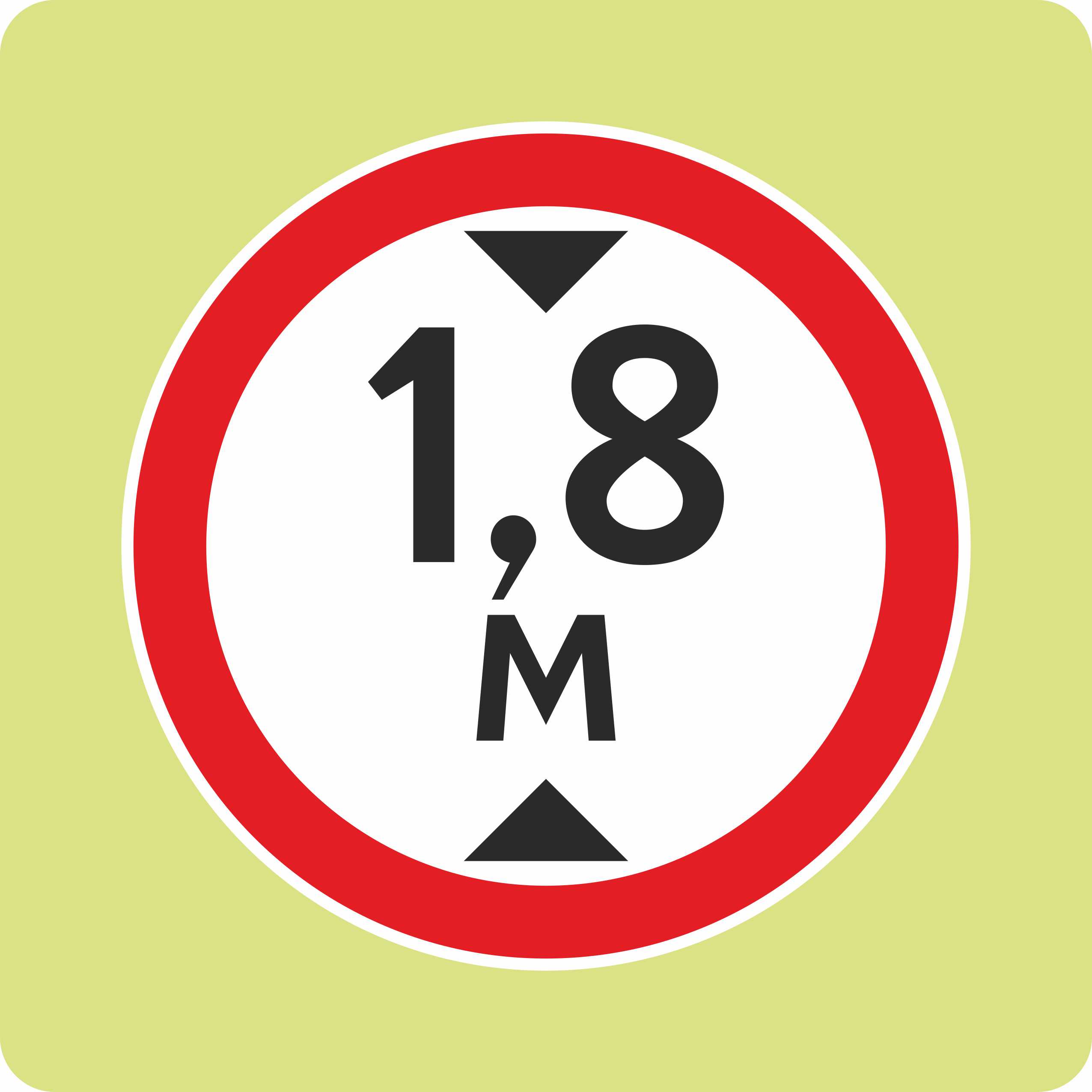 Дорожный знак с флуоресцентной окантовкой 3.13 Ограничение высоты 1,8 м (В,900x900 мм,II)