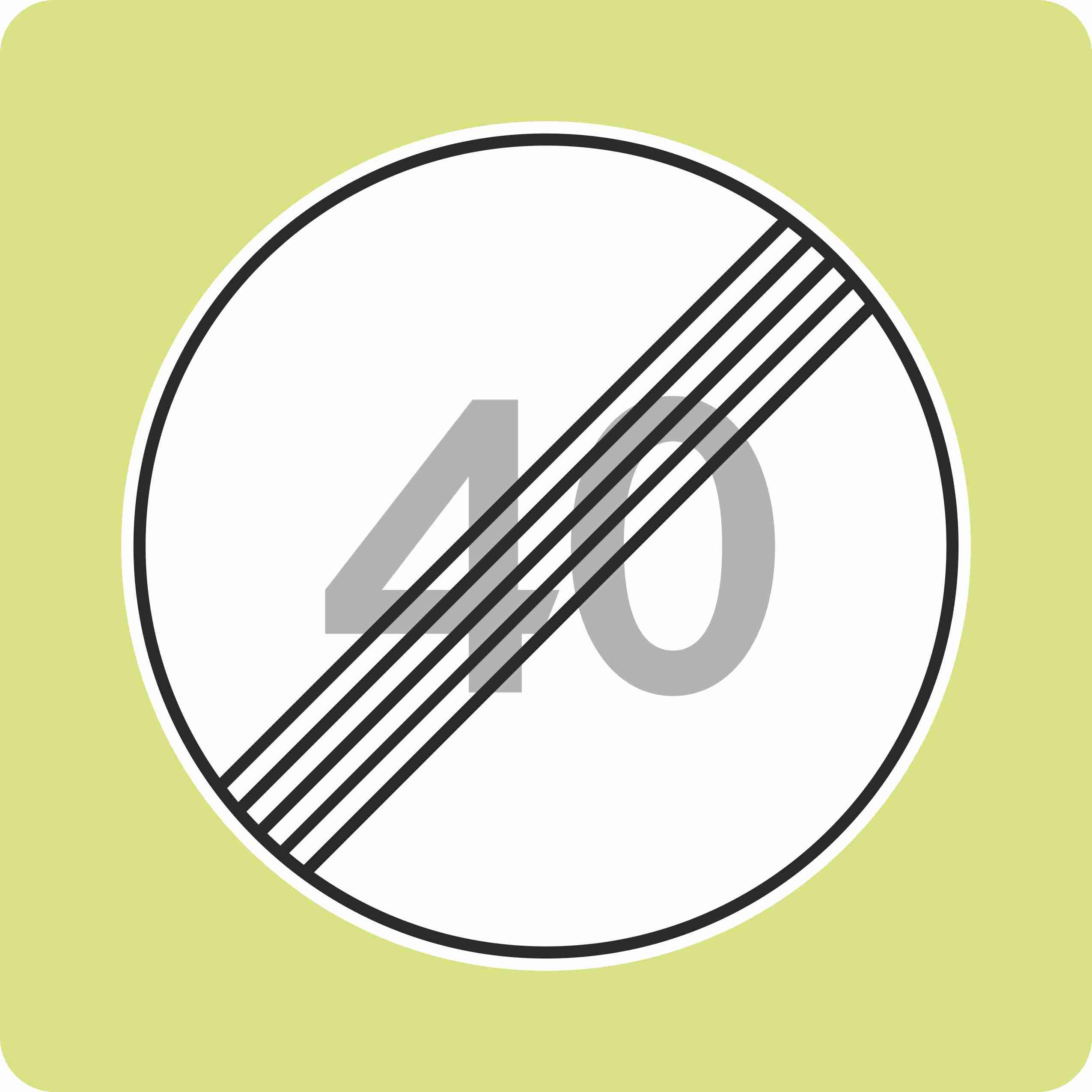 Дорожный знак с флуоресцентной окантовкой 3.25 Конец ограничения максимальной скорости 40 км (В,900x900 мм,II)