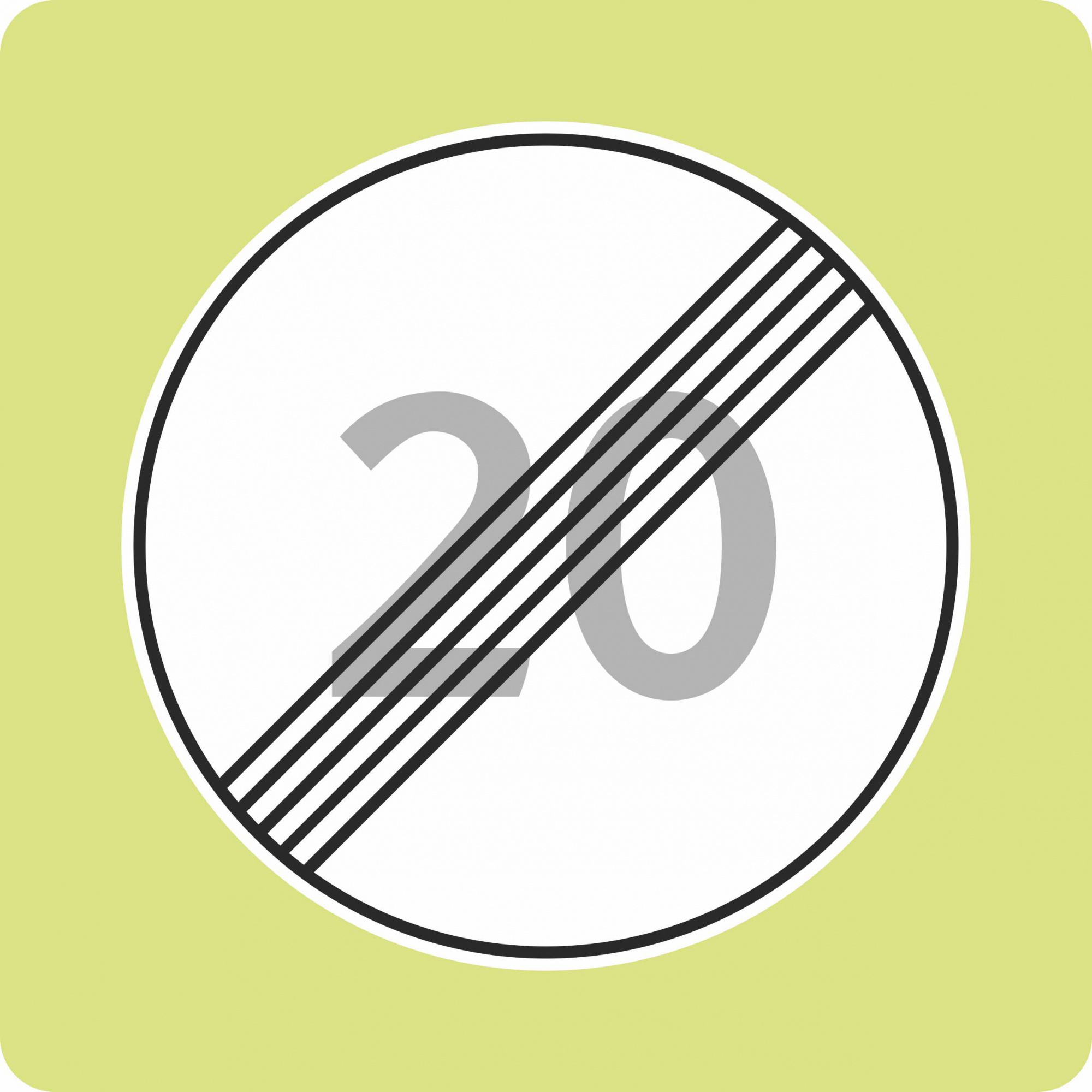 Дорожный знак с флуоресцентной окантовкой 3.25 Конец ограничения максимальной скоро (В,900x900 мм,II)