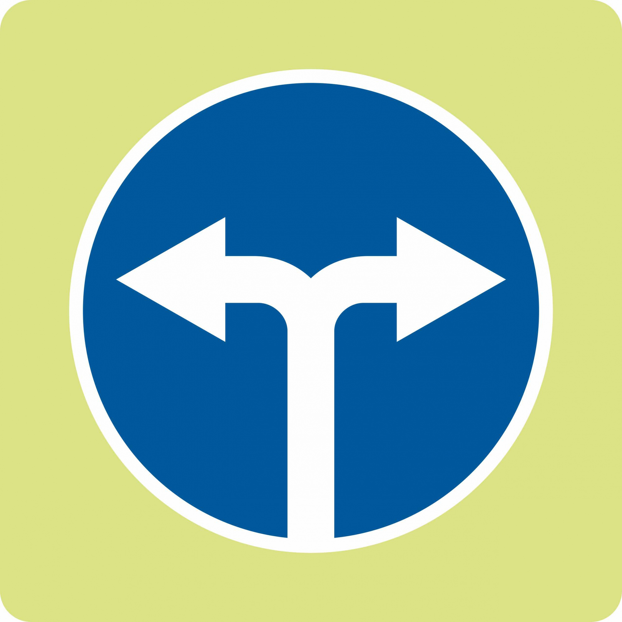 Дорожный знак с флуоресцентной окантовкой 4.1.6 Движение направо или налево (В,900x900 мм,II)