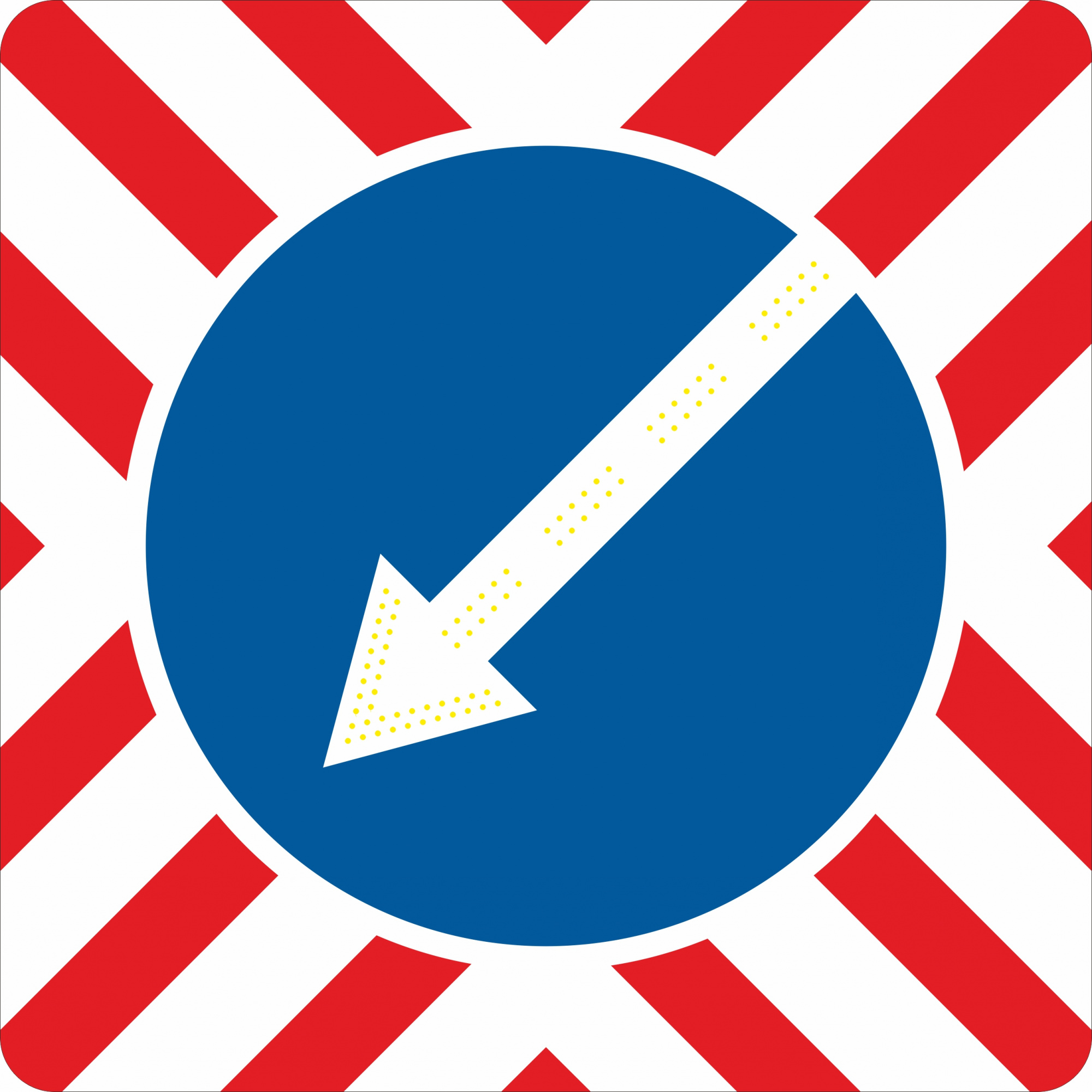 Импульсный знак 4.2.2 Объезд препятствия слева (на красно-белом фоне)